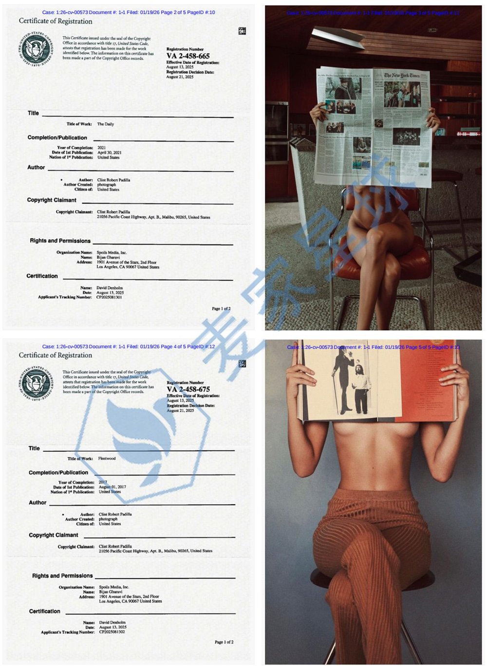 Clint Robert Padilla Copyrights