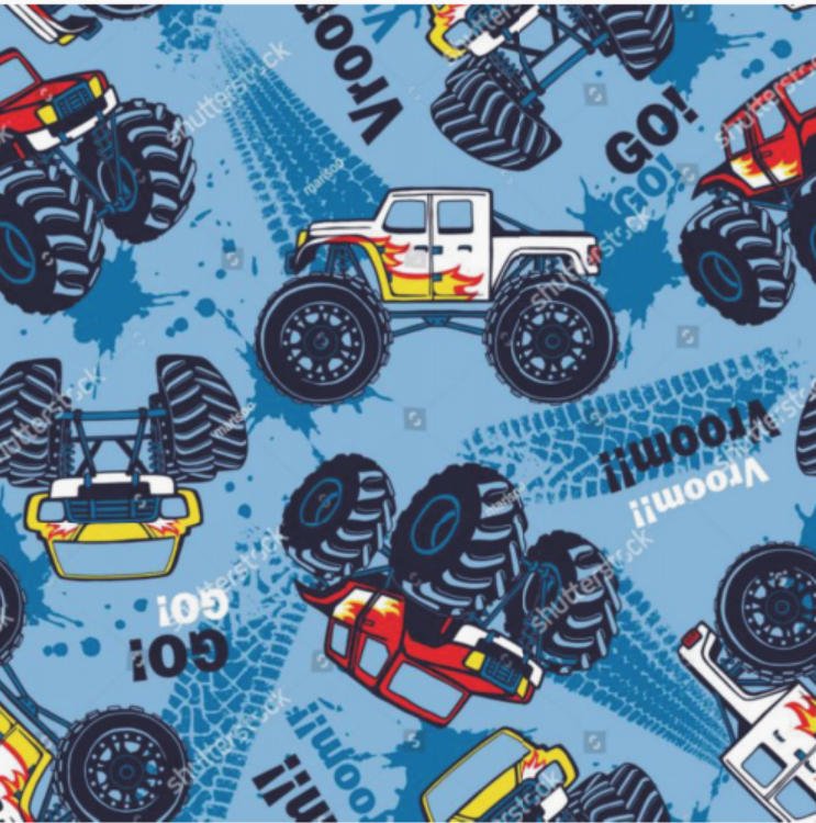 monster truck cars seamless pattern